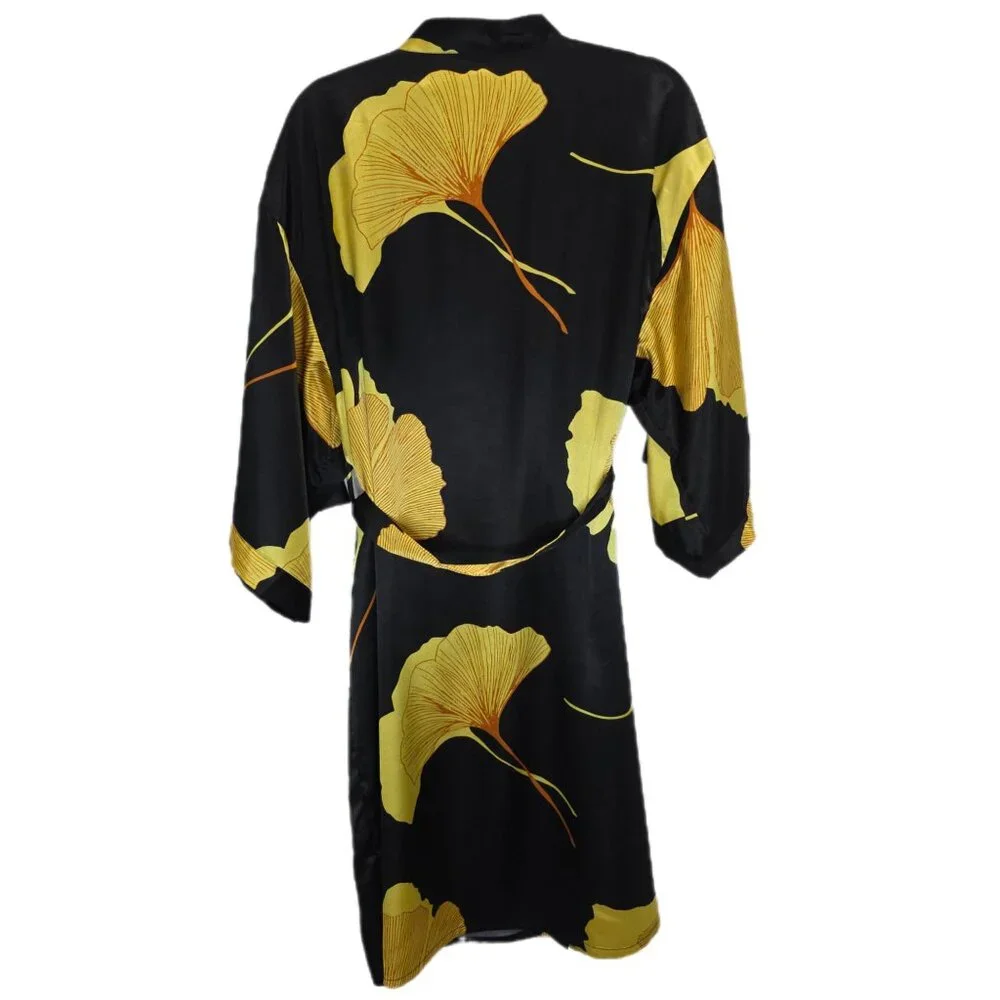 1361 Eberjey 3/4 Sleeve Satin Kimono Style Print Robe Sz.XL Womens